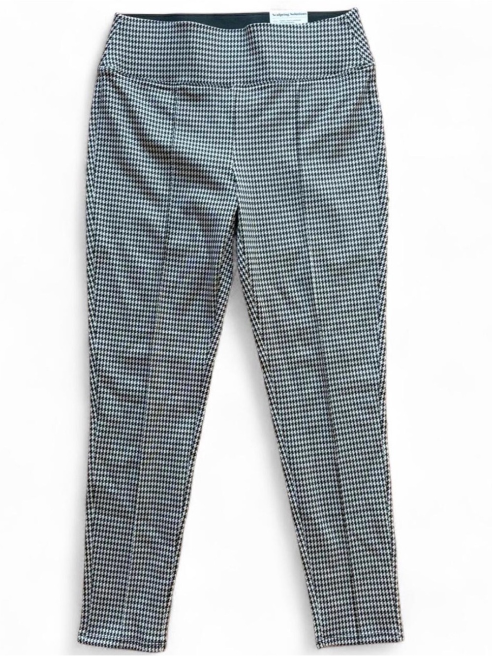 NWT Nine West black & white houndstooth pleated high rise leggings